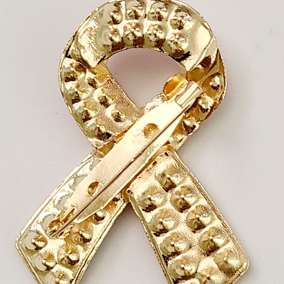 Pink Ribbon Rhinestones Brooch Pin - Picture 5 of 5